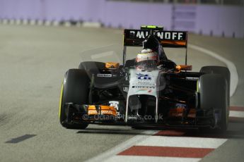 World © Octane Photographic Ltd. Friday 19th September 2014, Singapore Grand Prix, Marina Bay. - Formula 1 Practice 2. Sahara Force India VJM07 – Sergio Perez. Digital Ref: