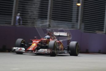World © Octane Photographic Ltd. Friday 19th September 2014, Singapore Grand Prix, Marina Bay. - Formula 1 Practice 2. Scuderia Ferrari F14T - Fernando Alonso. Digital Ref: