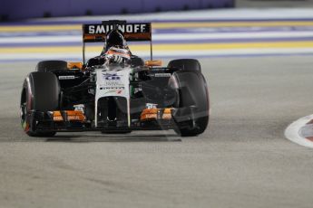 World © Octane Photographic Ltd. Friday 19th September 2014, Singapore Grand Prix, Marina Bay. - Formula 1 Practice 2. Sahara Force India VJM07 – Nico Hulkenburg. Digital Ref :