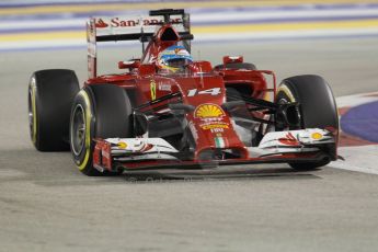 World © Octane Photographic Ltd. Friday 19th September 2014, Singapore Grand Prix, Marina Bay. - Formula 1 Practice 2. Scuderia Ferrari F14T - Fernando Alonso. Digital Ref: