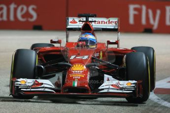 World © Octane Photographic Ltd. Friday 19th September 2014, Singapore Grand Prix, Marina Bay. - Formula 1 Practice 2. Scuderia Ferrari F14T - Fernando Alonso. Digital Ref: