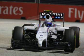 World © Octane Photographic Ltd. Friday 19th September 2014, Singapore Grand Prix, Marina Bay. - Formula 1 Practice 2. Williams Martini Racing FW36 – Valtteri Bottas. Digital Ref: