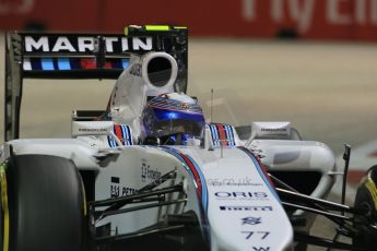 World © Octane Photographic Ltd. Friday 19th September 2014, Singapore Grand Prix, Marina Bay. - Formula 1 Practice 2. Williams Martini Racing FW36 – Valtteri Bottas. Digital Ref: