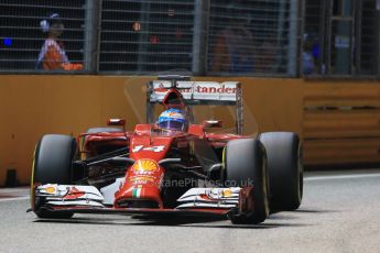 World © Octane Photographic Ltd. Friday 19th September 2014, Singapore Grand Prix, Marina Bay. - Formula 1 Practice 2. Scuderia Ferrari F14T - Fernando Alonso. Digital Ref: