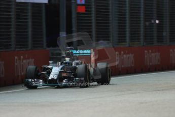 World © Octane Photographic Ltd. Friday 19th September 2014, Singapore Grand Prix, Marina Bay. - Formula 1 Practice 2. Mercedes AMG Petronas F1 W05 – Lewis Hamilton. Digital Ref: