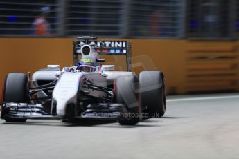 World © Octane Photographic Ltd. Friday 19th September 2014, Singapore Grand Prix, Marina Bay. - Formula 1 Practice 2. Williams Martini Racing FW36 – Valtteri Bottas. Digital Ref: