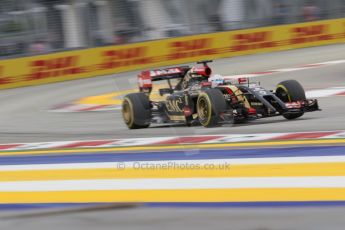 World © Octane Photographic Ltd. Saturday 20th September 2014, Singapore Grand Prix, Marina Bay. - Formula 1 Practice 3. Lotus F1 Team E22 - Romain Grosjean. Digital Ref: