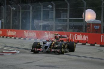 World © Octane Photographic Ltd. Saturday 20th September 2014, Singapore Grand Prix, Marina Bay. - Formula 1 Practice 3. Lotus F1 Team E22 – Pastor Maldonado. Digital Ref: