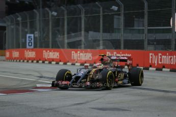 World © Octane Photographic Ltd. Saturday 20th September 2014, Singapore Grand Prix, Marina Bay. - Formula 1 Practice 3. Lotus F1 Team E22 - Romain Grosjean. Digital Ref: