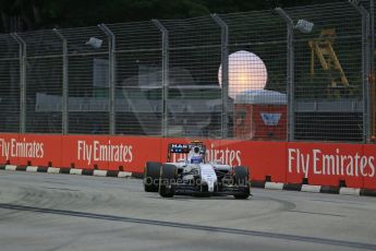 World © Octane Photographic Ltd. Saturday 20th September 2014, Singapore Grand Prix, Marina Bay. - Formula 1 Practice 3. Williams Martini Racing FW36 – Valtteri Bottas. Digital Ref: