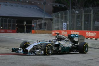 World © Octane Photographic Ltd. Saturday 20th September 2014, Singapore Grand Prix, Marina Bay. - Formula 1 Practice 3. Mercedes AMG Petronas F1 W05 – Lewis Hamilton. Digital Ref: