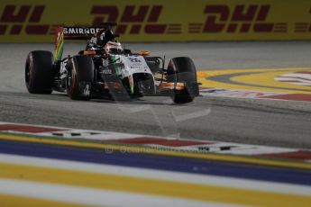 World © Octane Photographic Ltd. Saturday 20th September 2014, Singapore Grand Prix, Marina Bay. - Formula 1 Qualifying. Sahara Force India VJM07 – Nico Hulkenburg. Digital Ref : 1124CB1D9622