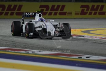 World © Octane Photographic Ltd. Saturday 20th September 2014, Singapore Grand Prix, Marina Bay. - Formula 1 Qualifying. Williams Martini Racing FW36 – Valtteri Bottas. Digital Ref: 1124CB1D9680