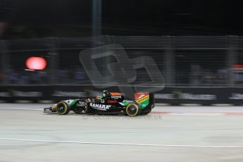 World © Octane Photographic Ltd. Saturday 20th September 2014, Singapore Grand Prix, Marina Bay. - Formula 1 Qualifying. Sahara Force India VJM07 – Sergio Perez. Digital Ref: 1124LB1D2099