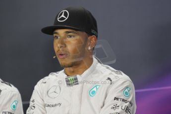 World © Octane Photographic Ltd. Saturday 20th September 2014, Singapore Grand Prix, Marina Bay. - Formula 1 Qualifying Press Conference. Mercedes AMG Petronas F1 W05 – Lewis Hamilton. Digital Ref: 1125CB1D9869