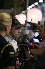 World © Octane Photographic Ltd. Saturday 20th September 2014, Singapore Grand Prix, Marina Bay. - Formula 1 Qualifying Paddock. Lotus F1 Team E22 – Pastor Maldonado. Digital Ref: 1125LB1D2724