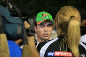 World © Octane Photographic Ltd. Saturday 20th September 2014, Singapore Grand Prix, Marina Bay. - Formula 1 Qualifying Paddock. Sahara Force India VJM07 – Sergio Perez. Digital Ref: 1125LB1D2850