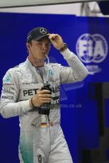 World © Octane Photographic Ltd. Saturday 20th September 2014, Singapore Grand Prix, Marina Bay. - Formula 1 Qualifying Parc Ferme. Mercedes AMG Petronas F1 W05 - Nico Rosberg. Digital Ref: 1125LB1D2897