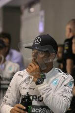 World © Octane Photographic Ltd. Saturday 20th September 2014, Singapore Grand Prix, Marina Bay. - Formula 1 Qualifying Parc Ferme. Mercedes AMG Petronas F1 W05 – Lewis Hamilton. Digital Ref: 1125LB1D2981