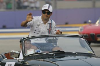 World © Octane Photographic Ltd. Saturday 20th September 2014, Singapore Grand Prix, Marina Bay. - Formula 1 Drivers’ Parade. Williams Martini Racing FW36 – Felipe Massa. Digital Ref: 1127CB1D0873