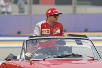 World © Octane Photographic Ltd. Saturday 20th September 2014, Singapore Grand Prix, Marina Bay. - Formula 1 Drivers’ Parade. Scuderia Ferrari F14T – Kimi Raikkonen. Digital Ref: 1127CB1D0877