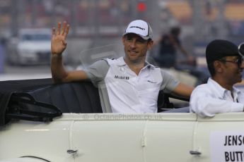 World © Octane Photographic Ltd. Saturday 20th September 2014, Singapore Grand Prix, Marina Bay. - Formula 1 Drivers’ Parade. McLaren Mercedes MP4/29 - Jenson Button. Digital Ref: 1127CB1D0889