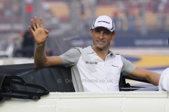 World © Octane Photographic Ltd. Saturday 20th September 2014, Singapore Grand Prix, Marina Bay. - Formula 1 Drivers’ Parade. McLaren Mercedes MP4/29 - Jenson Button. Digital Ref: 1127CB1D0891