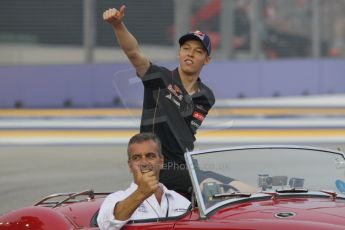 World © Octane Photographic Ltd. Saturday 20th September 2014, Singapore Grand Prix, Marina Bay. - Formula 1 Drivers’ Parade. Scuderia Toro Rosso STR 9 – Daniil Kvyat. Digital Ref: 1127CB1D0901