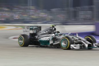 World © Octane Photographic Ltd. Sunday 21st September 2014, Singapore Grand Prix, Marina Bay. - Formula 1 Race outlap. Mercedes AMG Petronas F1 W05 - Nico Rosberg. Digital Ref: 1127CB1D1051