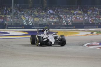 World © Octane Photographic Ltd. Saturday 20th September 2014, Singapore Grand Prix, Marina Bay. - Formula 1 Race outlap. Williams Martini Racing FW36 – Valtteri Bottas. Digital Ref: 1127CB1D1082