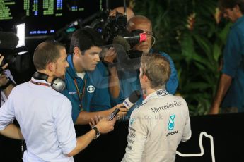 World © Octane Photographic Ltd. Sunday 21st September 2014, Singapore Grand Prix, Marina Bay. - Formula 1 Post Retirment press meet. Mercedes AMG Petronas F1 W05 - Nico Rosberg. Digital Ref: