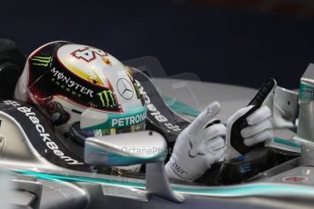 World © Octane Photographic Ltd. Sunday 21st September 2014, Singapore Grand Prix, Marina Bay. - Formula 1 Parc Ferme. Mercedes AMG Petronas F1 W05 – Lewis Hamilton. Digital Ref: