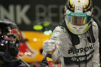 World © Octane Photographic Ltd. Sunday 21st September 2014, Singapore Grand Prix, Marina Bay. - Formula 1 Parc Ferme. Mercedes AMG Petronas F1 W05 – Lewis Hamilton. Digital Ref: