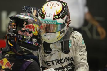 World © Octane Photographic Ltd. Sunday 21st September 2014, Singapore Grand Prix, Marina Bay. - Formula 1 Parc Ferme. Mercedes AMG Petronas F1 W05 – Lewis Hamilton. Digital Ref: