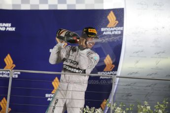 World © Octane Photographic Ltd. Sunday 21st September 2014, Singapore Grand Prix, Marina Bay. - Formula 1 Podium. Mercedes AMG Petronas F1 W05 – Lewis Hamilton. Digital Ref: