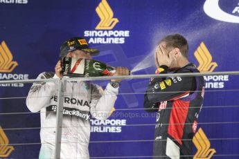 World © Octane Photographic Ltd. Sunday 21st September 2014, Singapore Grand Prix, Marina Bay. - Formula 1 Podium. Mercedes AMG Petronas F1 W05 – Lewis Hamilton. Digital Ref: