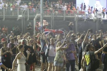 World © Octane Photographic Ltd. Sunday 21st September 2014, Singapore Grand Prix, Marina Bay. - Formula 1 Podium. Fan track invasion. Digital Ref: