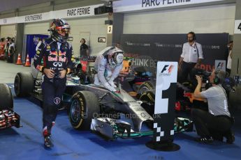 World © Octane Photographic Ltd. Sunday 21st September 2014, Singapore Grand Prix, Marina Bay. - Formula 1 Parc Ferme. Mercedes AMG Petronas F1 W05 – Lewis Hamilton. Digital Ref: