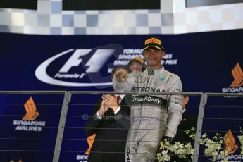 World © Octane Photographic Ltd. Sunday 21st September 2014, Singapore Grand Prix, Marina Bay. - Formula 1 Podium. Mercedes AMG Petronas F1 W05 – Lewis Hamilton. Digital Ref: