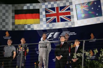 World © Octane Photographic Ltd. Sunday 21st September 2014, Singapore Grand Prix, Marina Bay. - Formula 1 Podium. Mercedes AMG Petronas F1 W05 – Lewis Hamilton. Digital Ref: