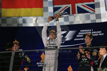 World © Octane Photographic Ltd. Sunday 21st September 2014, Singapore Grand Prix, Marina Bay. - Formula 1 Podium. Mercedes AMG Petronas F1 W05 – Lewis Hamilton. Digital Ref: