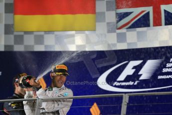 World © Octane Photographic Ltd. Sunday 21st September 2014, Singapore Grand Prix, Marina Bay. - Formula 1 Podium. Mercedes AMG Petronas F1 W05 – Lewis Hamilton. Digital Ref: