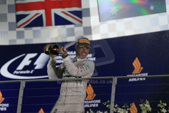 World © Octane Photographic Ltd. Sunday 21st September 2014, Singapore Grand Prix, Marina Bay. - Formula 1 Podium. Mercedes AMG Petronas F1 W05 – Lewis Hamilton. Digital Ref: