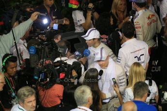 World © Octane Photographic Ltd. Sunday 21st September 2014, Singapore Grand Prix, Marina Bay. - Formula 1 Paddock. Williams Martini Racing - Felipe Massa and Valtteri Bottas. Digital Ref: