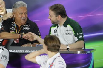 World © Octane Photographic Ltd. Friday 19th September 2014, Singapore Grand Prix, Marina Bay. - Formula 1 Team Personnel Press Conference - Caterham F1 Team - Manfredi Ravetto and Vijay Mallya - Sahara Force India. Digital Ref: