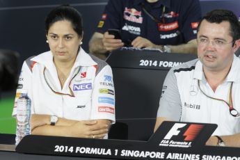 World © Octane Photographic Ltd. Friday 19th September 2014, Singapore Grand Prix, Marina Bay. - Formula 1 Team Personnel Press Conference - Sauber F1 Team - Monisha Kaltenborn. Digital Ref: