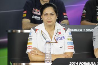 World © Octane Photographic Ltd. Friday 19th September 2014, Singapore Grand Prix, Marina Bay. - Formula 1 Team Personnel Press Conference - Sauber F1 Team - Monisha Kaltenborn. Digital Ref: