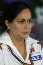 World © Octane Photographic Ltd. Friday 19th September 2014, Singapore Grand Prix, Marina Bay. - Formula 1 Team Personnel Press Conference - Sauber F1 Team - Monisha Kaltenborn. Digital Ref: