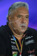World © Octane Photographic Ltd. Friday 19th September 2014, Singapore Grand Prix, Marina Bay. - Formula 1 Team Personnel Press Conference - Vijay Mallya - Sahara Force India. Digital Ref: