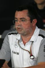World © Octane Photographic Ltd. Friday 19th September 2014, Singapore Grand Prix, Marina Bay. - Formula 1 Team Personnel Press Conference - McLaren Mercedes - Eric Boullier. Digital Ref: